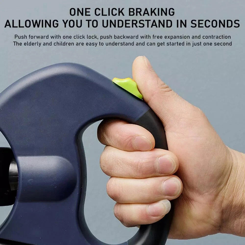Tangle-Free Dual Dog Leash with one-click braking system and ergonomic grip for easy control