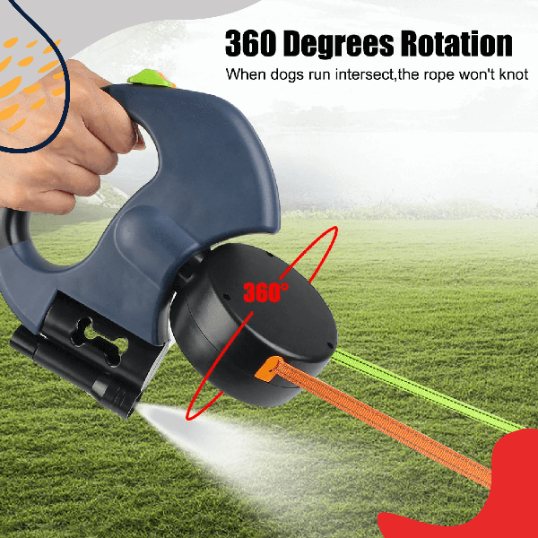Tangle-Free Dual Dog Leash with 360-degree rotating mechanism to prevent tangling during walks