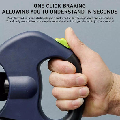 Tangle-Free Dual Dog Leash with one-click braking system and ergonomic grip for easy control