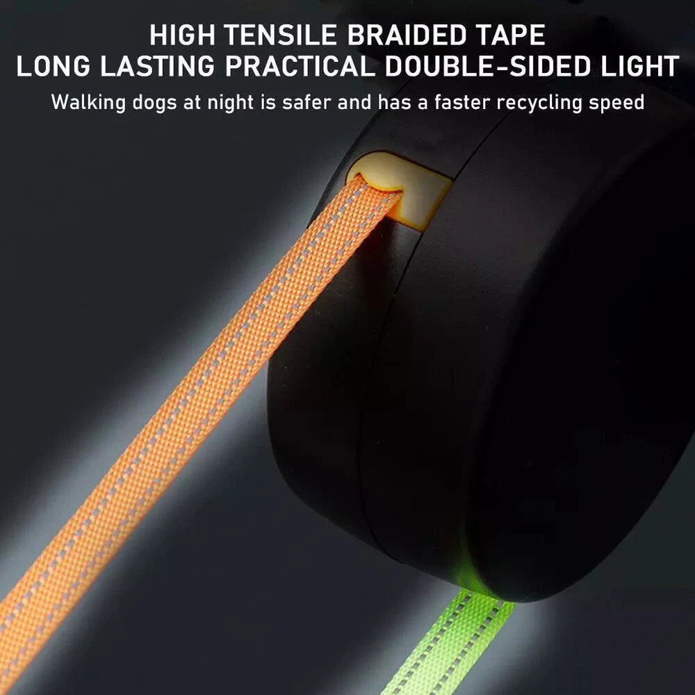 Tangle-Free Dual Dog Leash featuring high tensile reflective braided tape for enhanced night visibility